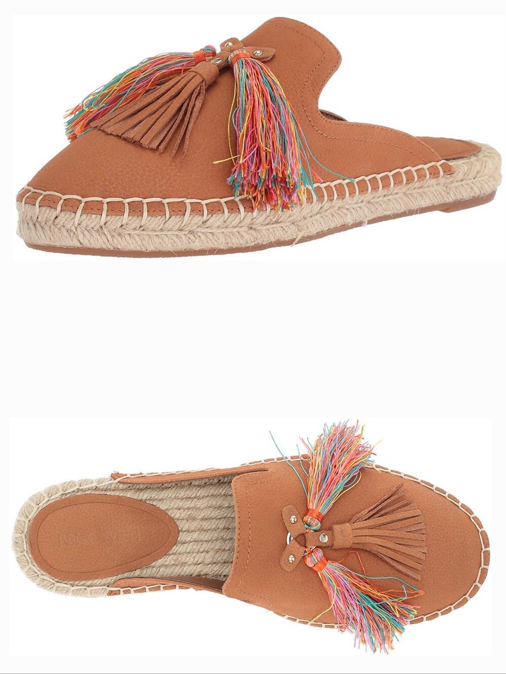 Nine West sz 8 Leather Espadrille Slides with Tassles Mule